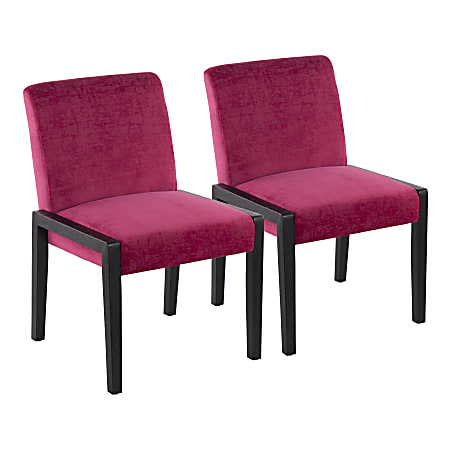 LumiSource Carmen Contemporary Dining Chairs, Black/Crushed Hot Pink Velvet, Set Of 2 Chairs