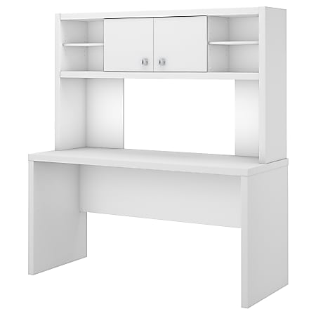 kathy ireland® Office by Bush Business Furniture Echo 60"W Credenza Desk With Hutch, Pure White, Premium Installation
