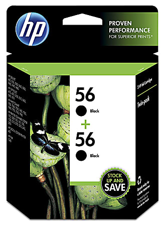 HP 56 Black Ink Cartridges, Pack Of 2, C9319FN