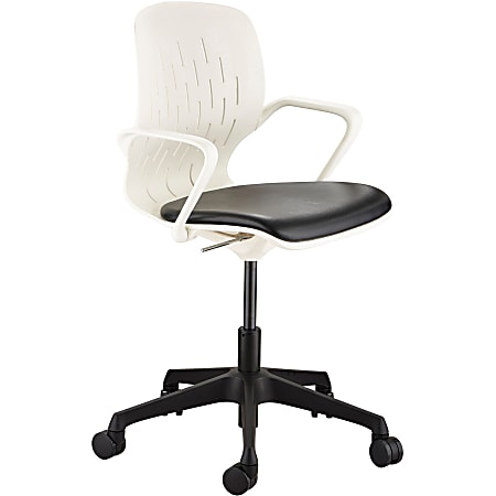 Safco Shell Vinyl Mid-Back Desk Chair, White/Black