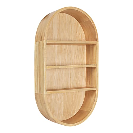 Kate and Laurel Hutton Wood Capsule Wall Shelves, 28”H x 16”W x 4-1/2”D, Natural, Pack Of 3 Shelves
