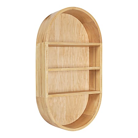 Kate and Laurel Hutton Wood Capsule Wall Shelves, 28”H x 16”W x 4-1/2”D, Natural, Pack Of 3 Shelves