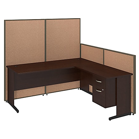Bush Business Furniture Components Elite 72"W C Leg L Shaped Desk With 3/4 Pedestal And ProPanels, Harvest Tan, Standard Delivery