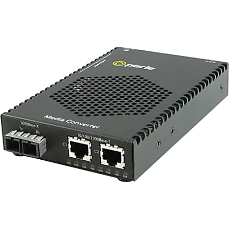 Perle S-1110DP-M2SC2 - Fiber media converter - GigE - 10Base-T, 1000Base-LX, 100Base-TX, 1000Base-T - RJ-45 / SC multi-mode - up to 1.2 miles - 1310 nm