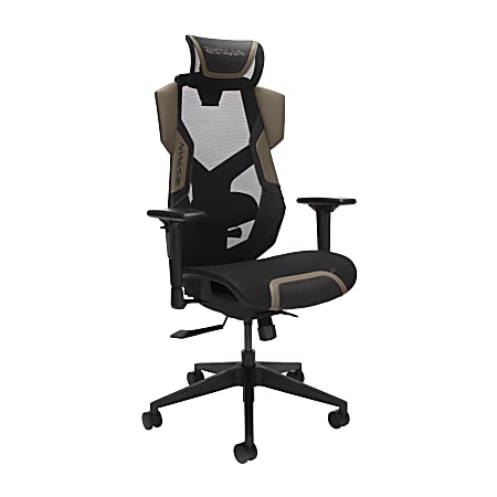 RESPAWN FLEXX Mesh Gaming Chair With Lumbar Support, Ergonomic Gaming Chair with Recline/Tilt Tension Controls, Adjustable Arms, 300lb Max Weight With Wheels for Computer/Desk/Office - Brown