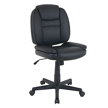 Elama Faux Leather Mid-Back Armless Adjustable Office Chair, Black
