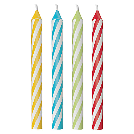 Amscan Go Brightly Spiral Birthday Candles, 2-1/2", Rainbow Assorted Colors, Pack Of 24 Candles