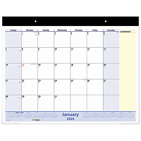2024-2025 AT-A-GLANCE® QuickNotes 13-Month Monthly Desk Pad Calendar, 22" x 17", January 2024 To January 2025, SK70000