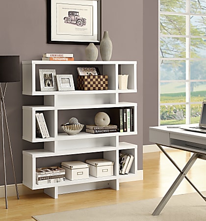 Monarch Specialties 55"H 3-Shelf Modern Bookcase, White