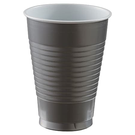 Amscan 436811 Plastic Cups, 12 Oz, Silver, 50 Cups Per Pack, Case Of 3 Packs