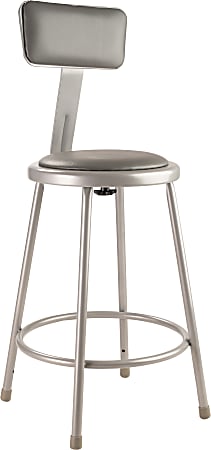 National Public Seating Vinyl-Padded Task Stool, Gray Seat/Gray Frame, Quantity: 1