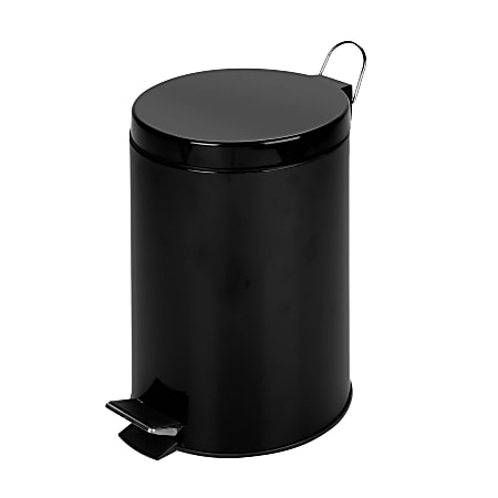 Honey-Can-Do Steel Step Trash Can, 3.2 Gallons, Matte Black