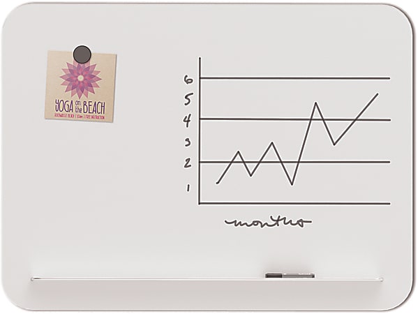 U Brands® Frameless Magnetic Dry-Erase Board, Glass, 36" X 24", White (Actual Size 35" x 23")