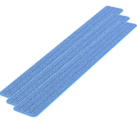Gritt Commercial Premium Microfiber Hook & Loop Wet Mop Pads, 48", Blue, Pack Of 3 Pads