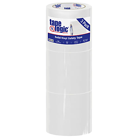 BOX Packaging Solid Vinyl Safety Tape, 3" Core, 4" x 36 Yd., White, Case Of 3