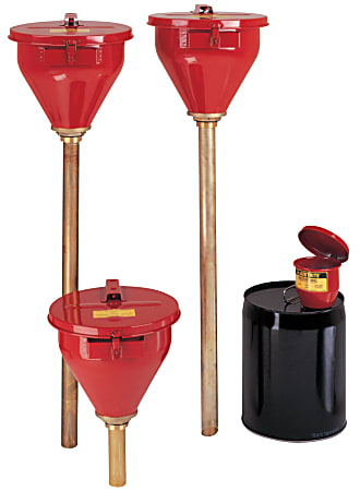 Justrite Large Funnel w/Self Closing Cover; Safety Drum Funnel w/Brass Flame Arrestor