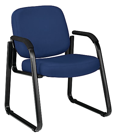 OFM Guest Chair With Fabric Seat And Back,  Navy Blue/Black