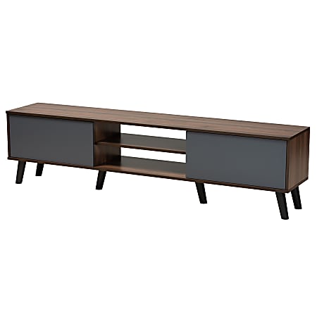 Baxton Studio Multi-Tone TV Stand, 18-1/8"H x 70-15/16"W x 13-13/16"D, Gray/Walnut Brown/Black