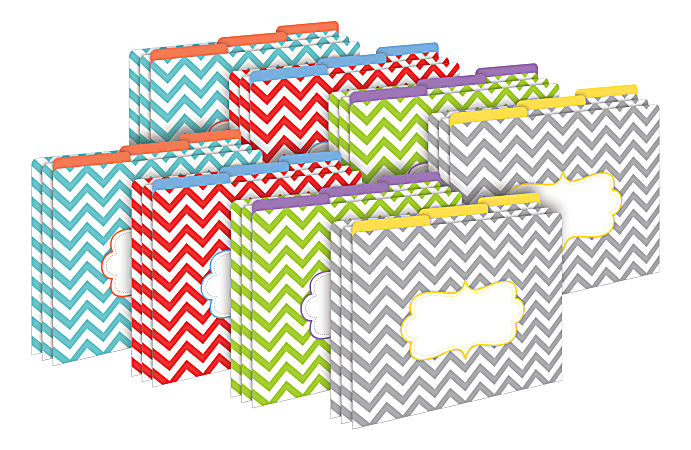 Barker Creek Tab File Folders, Letter Size, Beautiful Chevron, Pack Of 24 Folders