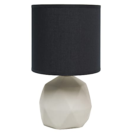 Simple Designs Geometric Concrete Lamp, 10-5/8"H, Black Shade/Gray Base