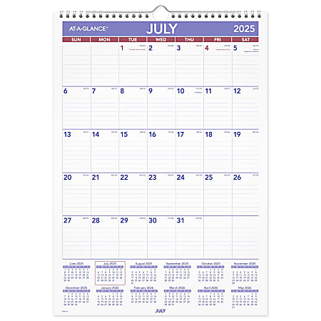 AT-A-GLANCE® Academic 2025-2026 Monthly Wall Calendar, Medium, 12" x 17"