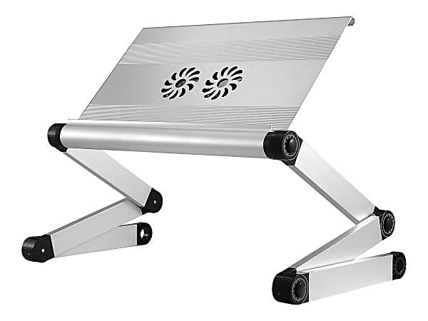WorkEZ Executive Adjustable Laptop Stand With Fans And USB Ports, Silver