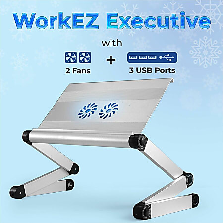 WorkEZ Cool adjustable laptop stand lap desk for bed fans usb ports mouse  pad – UncagedErgonomics