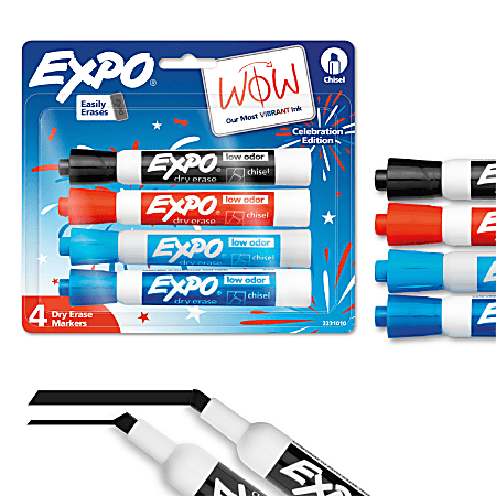EXPO® Dry Erase Markers, Chisel Tip, Assorted Colors, 4 Count, USA 250th Anniversary Edition