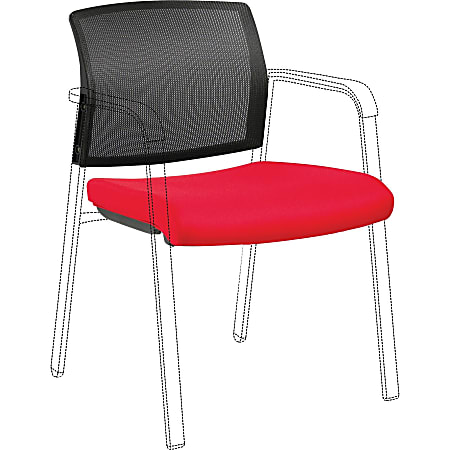 Lorell Stackable Chair Mesh Back/Fabric Seat Kit - Black, Red - Fabric - 1 Each