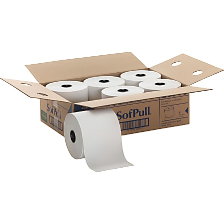Georgia-Pacific® by GP PRO SofPull® Hardwound 1-Ply Paper Towels, 100% Recycled, White, 1000' Per Roll, Pack Of 6 Rolls