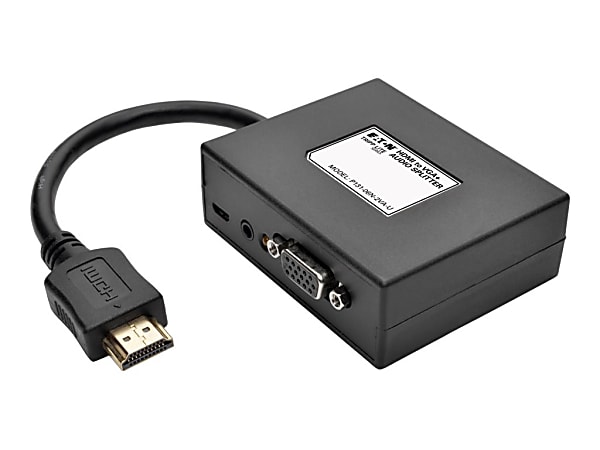 Tripp Lite 2-Port HDMI to VGA Splitter Audio/Video Adapter 1920x1440 1080p - Video/audio splitter - 2 x VGA / audio - desktop - TAA Compliant