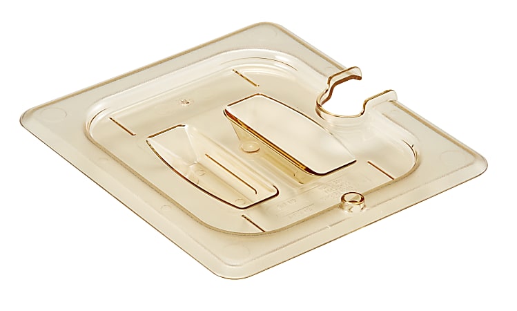 Cambro H-Pan High-Heat GN 1/6 Notched Covers With Handles, 1-1/16"H x 6-3/8"W x 7"D, Amber, Pack Of 6 Covers