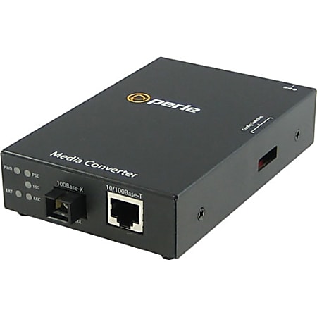 Perle S-110P-S1SC40U - Fiber media converter - 100Mb LAN - 10Base-T, 100Base-TX, 100Base-BX - RJ-45 / SC single-mode - up to 24.9 miles - 1310 (TX) / 1550 (RX) nm