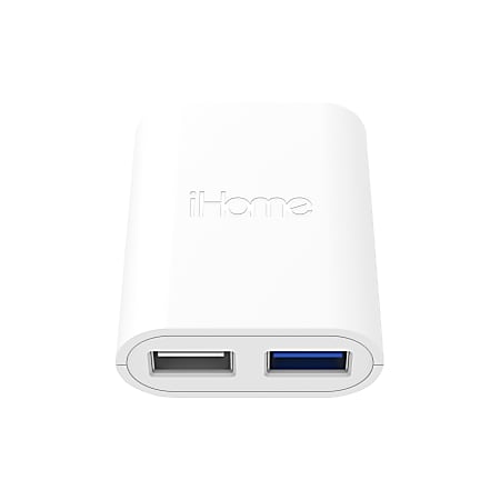 iHome AC Pro 2-Port USB Wall Charger, White, IH-CT538W