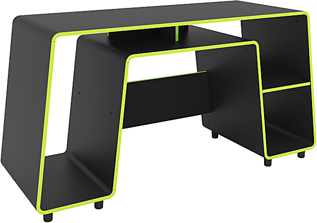 Boahaus Nagoya 58"W Gaming Computer Desk, Black/Green