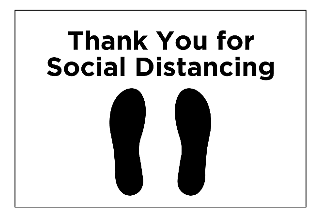 COSCO Social Distance Floor Decal, 12" x 18", White