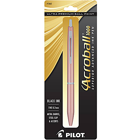 Pilot® Acroball 1000 Ultra-Premium Ballpoint Pen, Fine Point, 0.7 mm, Rose Gold Barrel, Black Ink