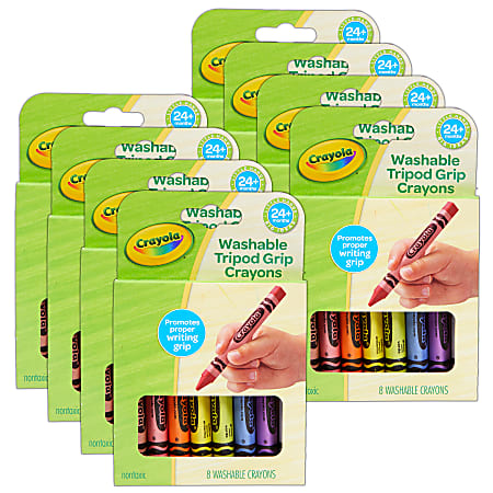 Washable Tripod Grip Crayons, Assorted Colors, 8/Pack Washable Tripod Grip Crayons, Assorted Colors, 8/Pack
