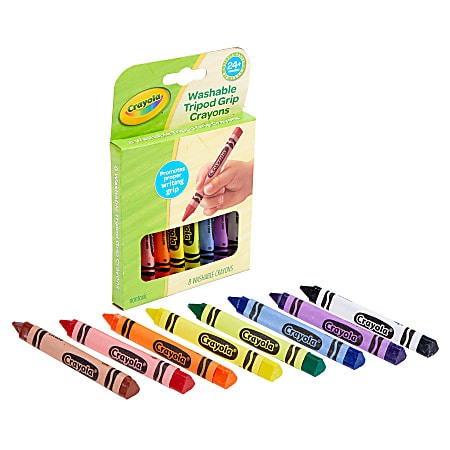 Washable Tripod Grip Crayons, Assorted Colors, 8/Pack Washable Tripod Grip Crayons, Assorted Colors, 8/Pack