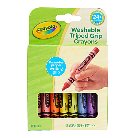 Washable Tripod Grip Crayons, Assorted Colors, 8/Pack Washable Tripod Grip Crayons, Assorted Colors, 8/Pack