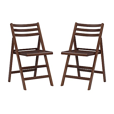 Linon Marni Folding Chairs, Walnut, Set Of 2 Chairs