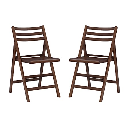 Linon Marni Folding Chairs, Walnut, Set Of 2 Chairs