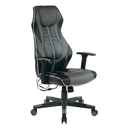 Office Star™ Gigabyte Faux Leather Gaming Chair, Black/Gray