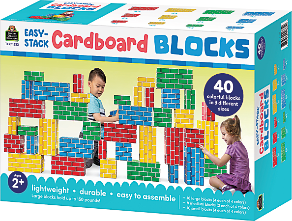 Teacher Created Resources Easy-Stack Cardboard Blocks, Multicolor, Set Of 40 Blocks