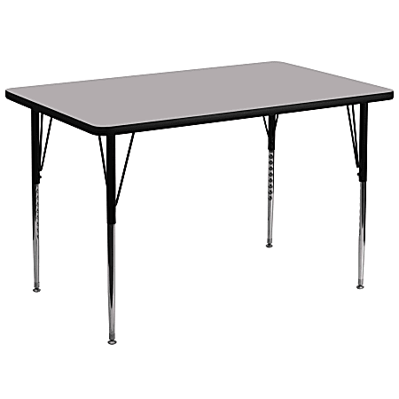 Flash Furniture 72"W Rectangular Thermal Laminate Activity Table With Standard Height-Adjustable Legs, Gray