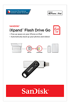 SanDisk iXpand Mobile Storage Flash Drive 128GB Silver - Office Depot