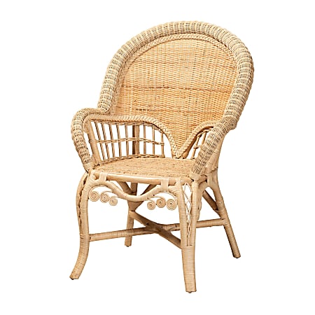 bali & pari Ratu Modern Bohemian Rattan Accent Chair, Natural Brown