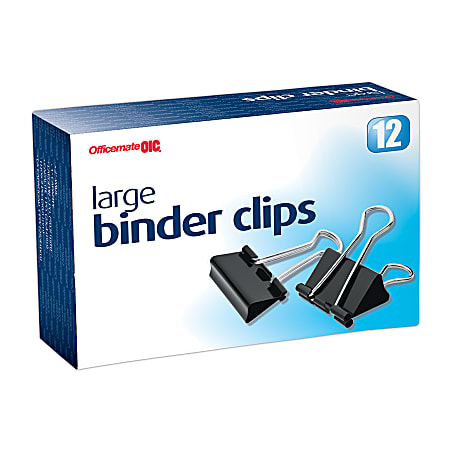 OIC® Binder Clips, Large, 2", Black, Box Of 12