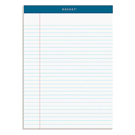 TOPS™ Docket™ Writing Pads, 8 1/2" x 11 3/4", Legal Ruled, 50 Sheets Per Pad, White, Pack Of 12 Pads
