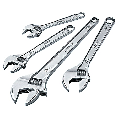 Adjustable Wrenches, 10 in Long, 1 1/8 in Opening, Cobalt Plated